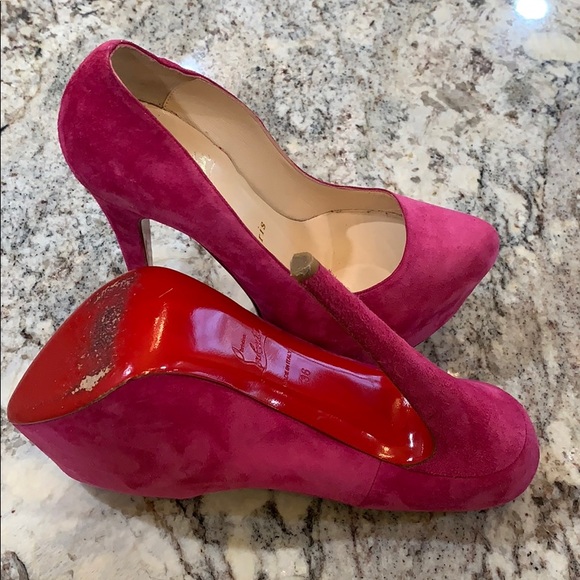 Christian Louboutin Hot Pink Suede Platforms - Picture 3 of 3